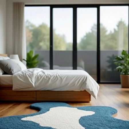 Handtufted Blue Wool Rug for Stylish Home Spaces